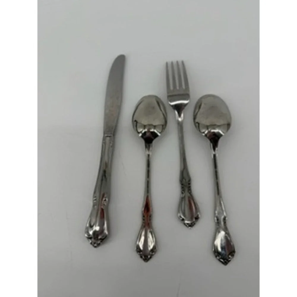 Oneida Chateau Stainless Flatware Mixed Set Oneidacraft Deluxe Floral Scroll 4pc
